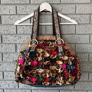 Y2K Treska Shoulder Bag Purse Leopard Cheetah Checkered Multi Print